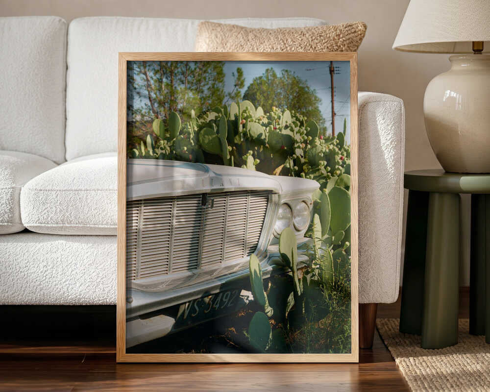 Vintage Car Desert Bloom Art Print UK — Botanical Fresh Wall Art — Living Room — Wall It All Prints