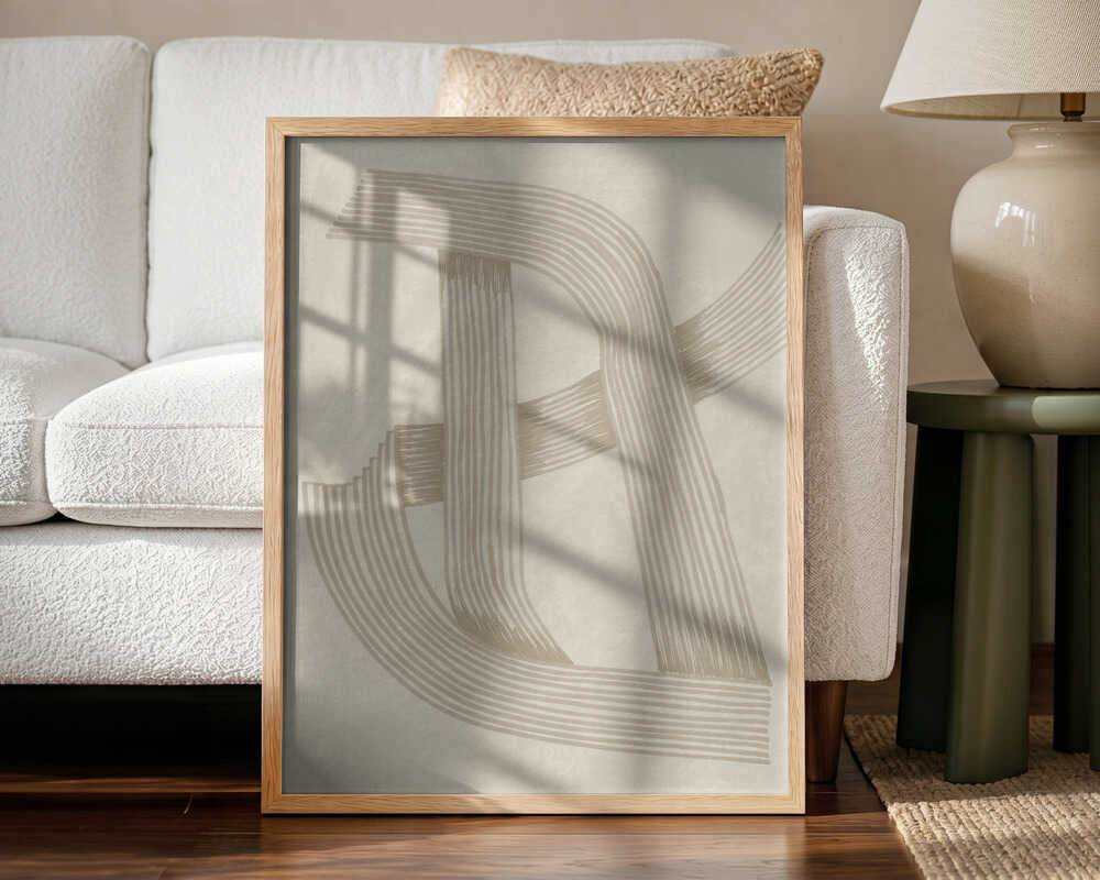Woven Beige Lines Art Print UK — Abstract Minimal Wall Art — Office — Wall It All Prints
