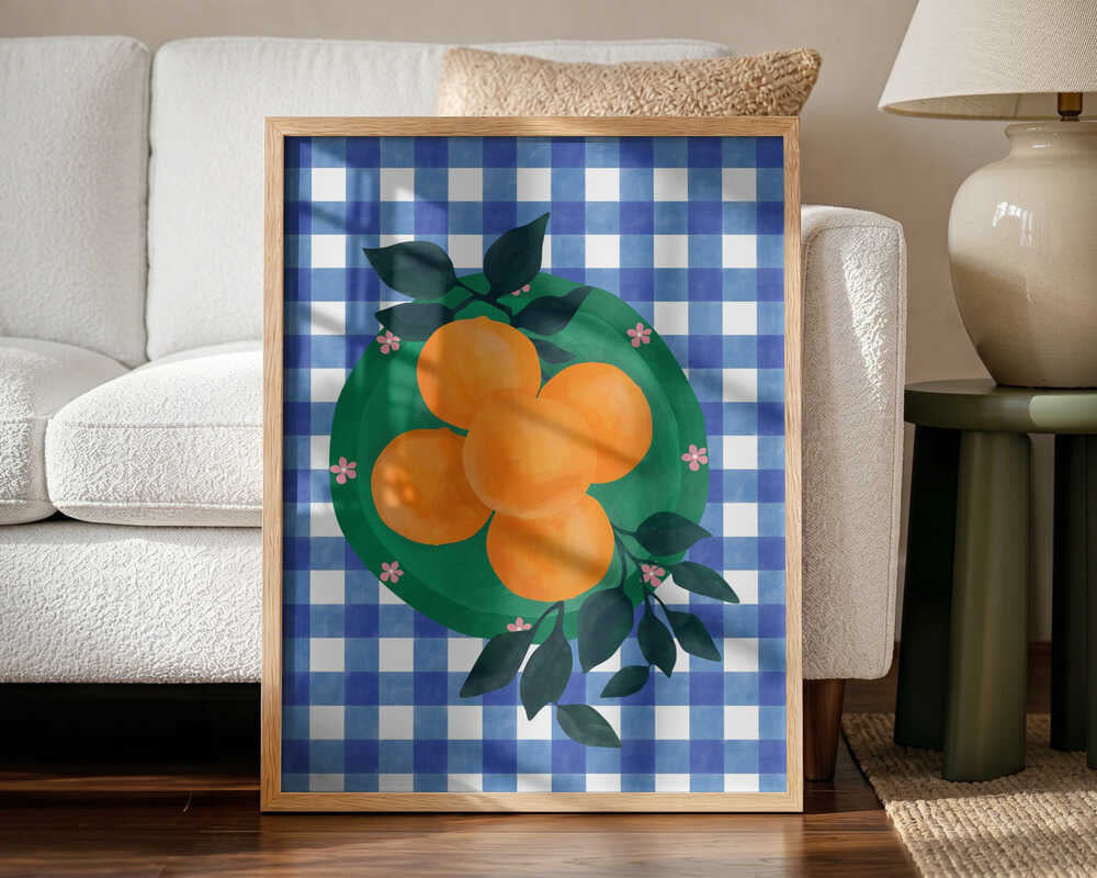 Gingham Oranges Plate