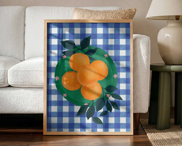 Gingham Oranges Plate Elena Ristova