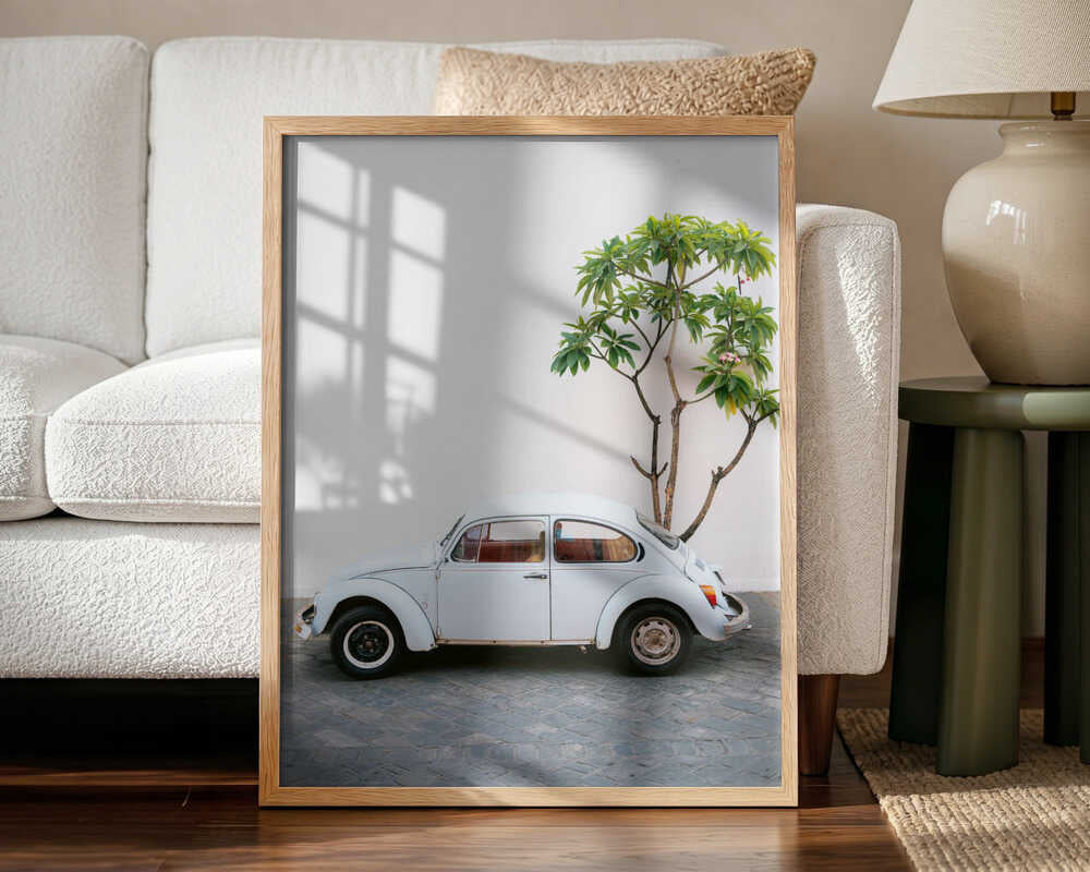 Pastel Volskwagen Beetle in the streets of Oaxaca Mexico Art Print UK — Abstract Vibrant Wall Art — Office — Wall It All...