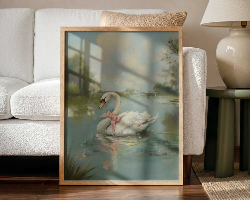 Vintage Swan Coquette Art Print UK — Abstract Vibrant Wall Art — Living Room — Wall It All Prints