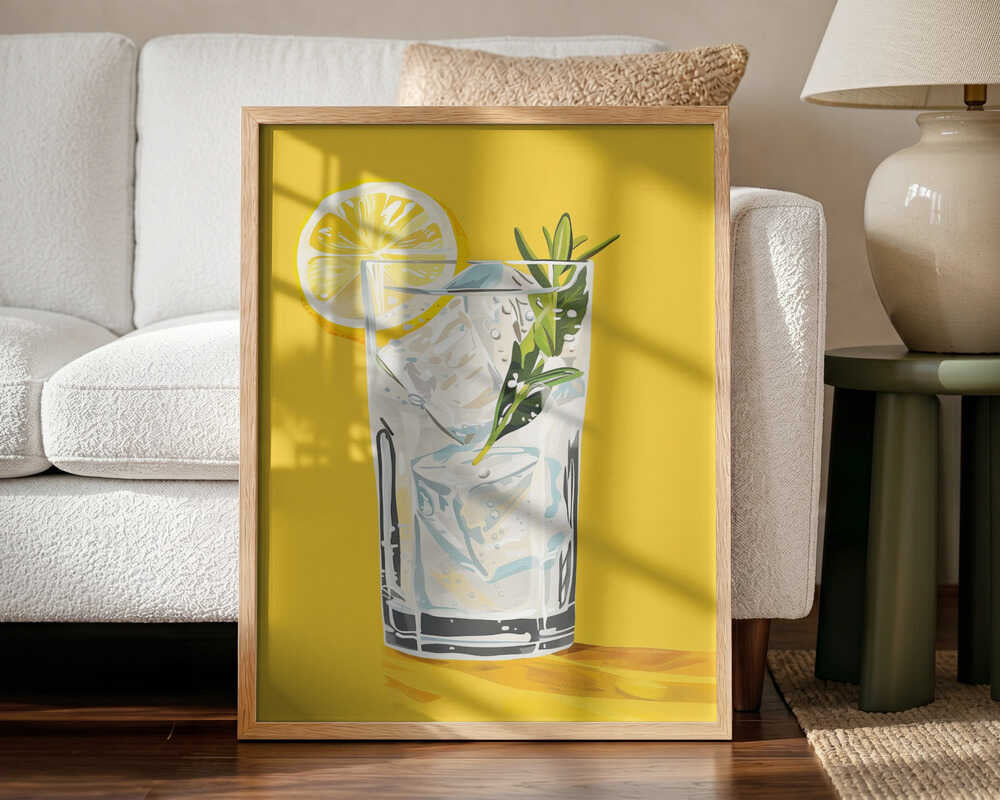 Lemon Rosemary Refresher Art Print UK — Vintage Calm Wall Art — Kitchen — Wall It All Prints