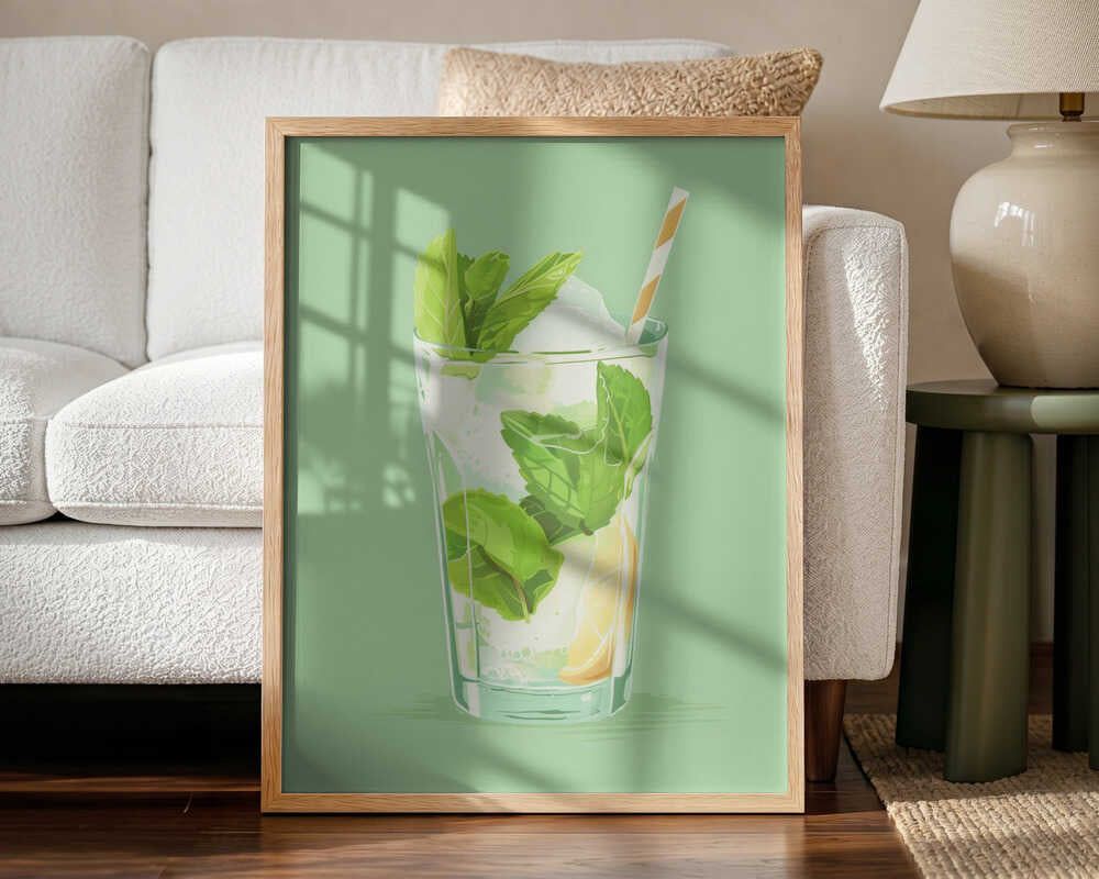 Fresh Mojito Cocktail Art Print UK — Botanical Calm Wall Art — Kitchen — Wall It All Prints