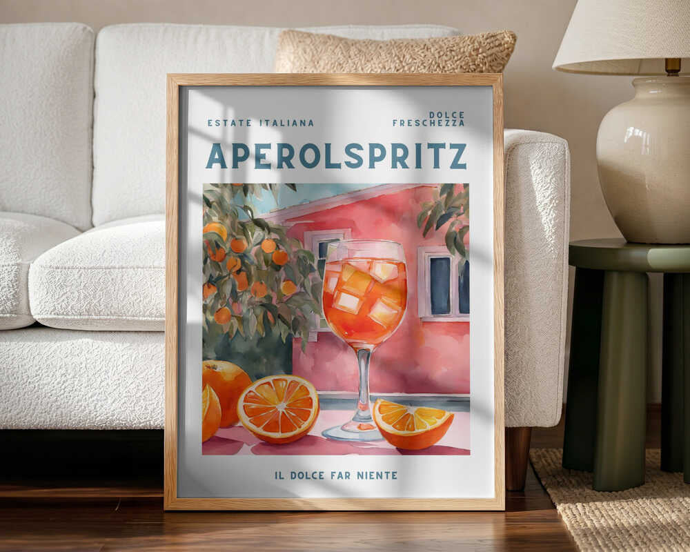 Aperol Spritz Summer Scene Art Print UK — Botanical Vibrant Wall Art — Kitchen — Wall It All Prints
