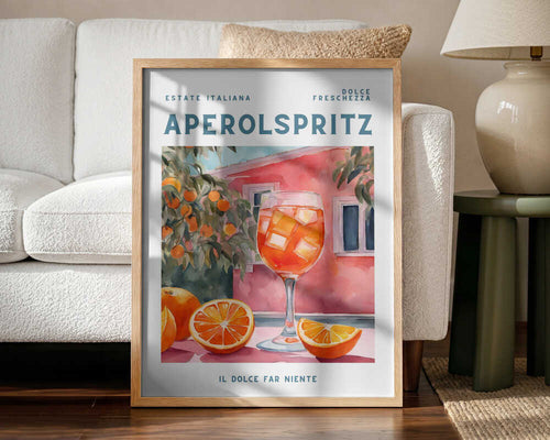 Aperol Spritz Summer Scene Art Print UK — Botanical Vibrant Wall Art — Kitchen — Wall It All Prints
