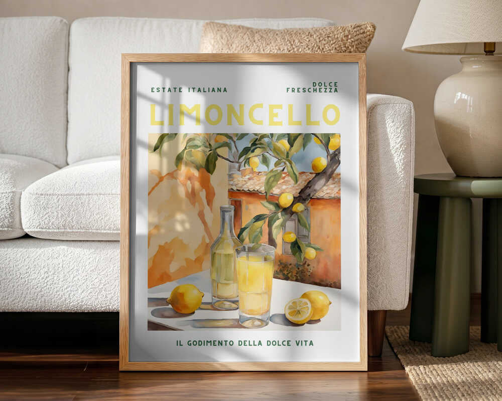 Summer Italian Limoncello Art Print UK — Food Vibrant Wall Art — Kitchen — Wall It All Prints
