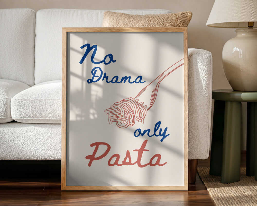 No Drama Only Pasta Art Print UK — Food Vibrant Wall Art — Kitchen — Wall It All Prints