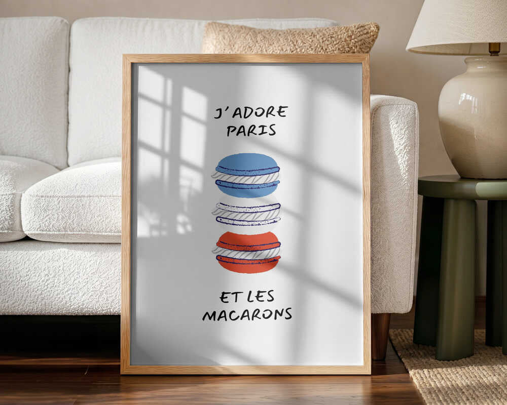 J'adore Paris Macarons Art Print UK — Food Vibrant Wall Art — Kitchen — Wall It All Prints