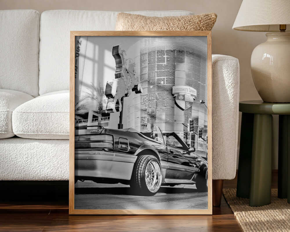 Custom Mustang Convertible Art Print UK — Vintage Dark Wall Art — Living Room — Wall It All Prints
