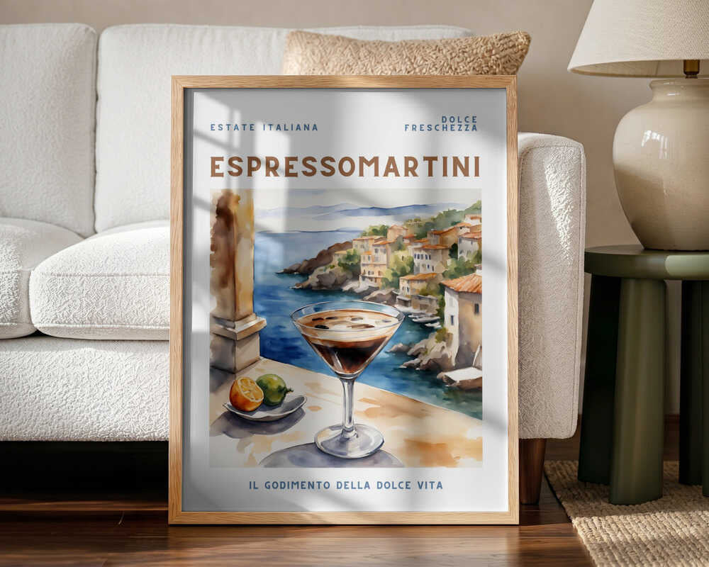 Italian Summer Espresso Martini Art Print UK — Landscape Vibrant Wall Art — Kitchen — Wall It All Prints