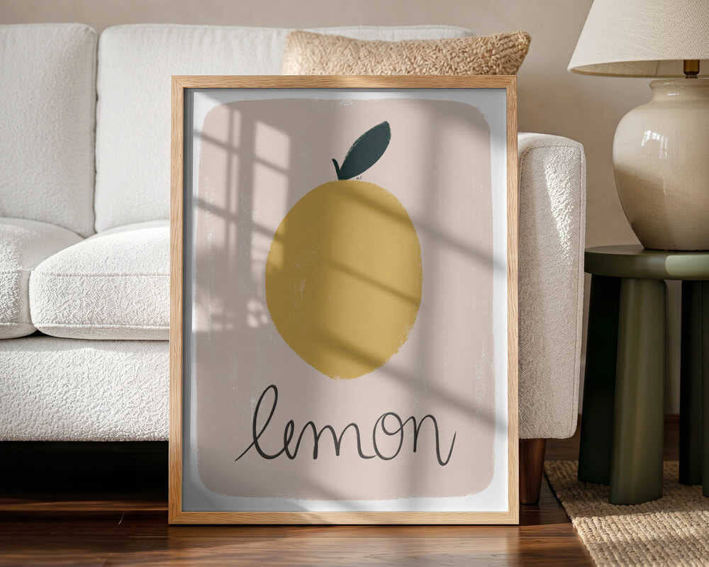 Yellow Lemon Drawing Art Print UK — Botanical Vibrant Wall Art — Kitchen — Wall It All Prints