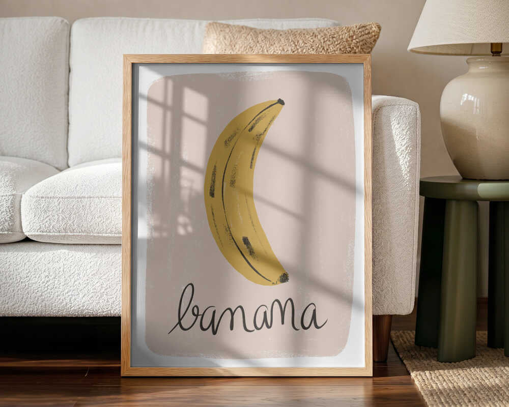 Simple Banana Illustration Art Print UK — Botanical Vibrant Wall Art — Kitchen — Wall It All Prints