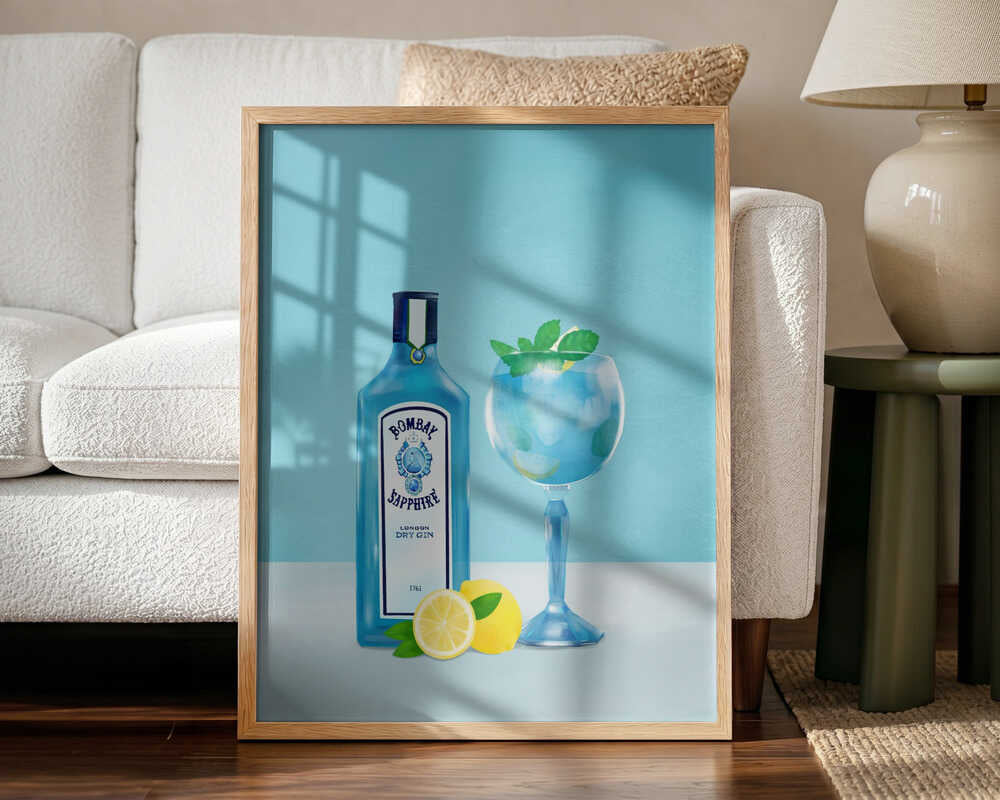 Gin Cocktail Art Print UK — Food Vibrant Wall Art — Kitchen — Wall It All Prints