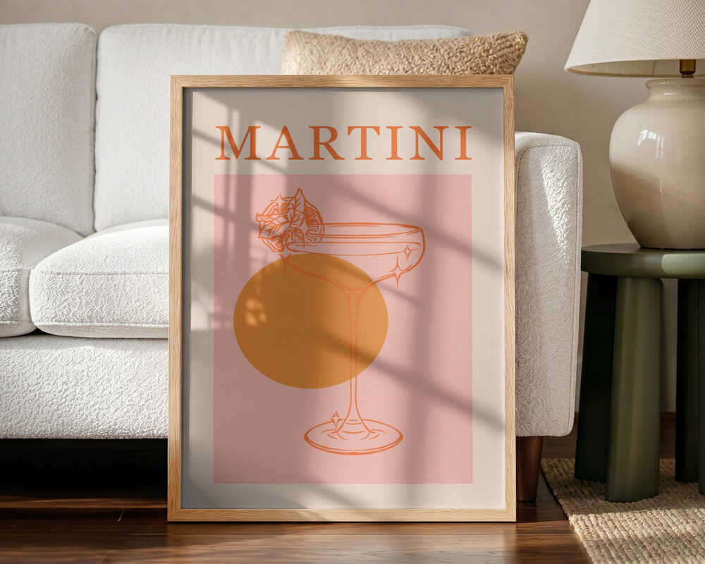 Retro Martini Cocktail Art Print UK — Abstract Minimal Wall Art — Office — Wall It All Prints