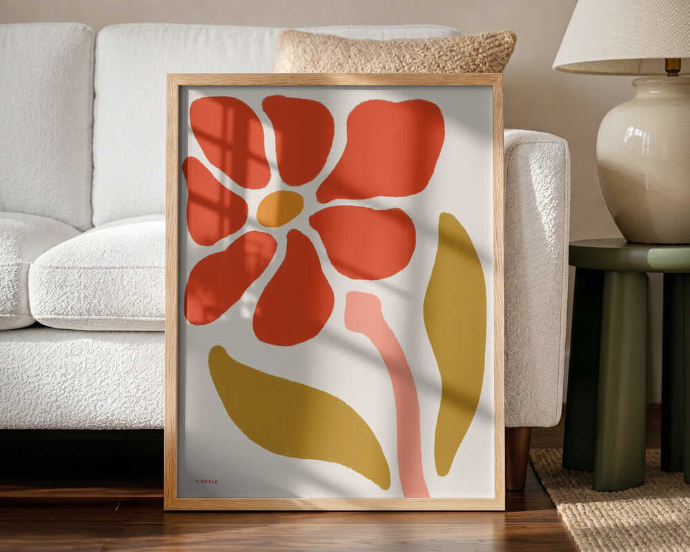 Colorful Retro Flower Art Print UK — Botanical Minimal Wall Art — Office — Wall It All Prints
