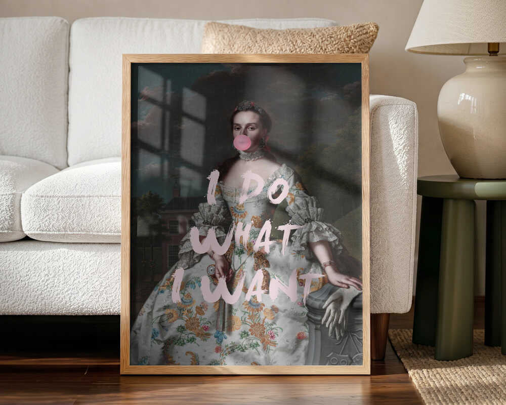 Sassy Bubblegum Portrait Art Print UK — Portrait Vibrant Wall Art — Living Room — Wall It All Prints