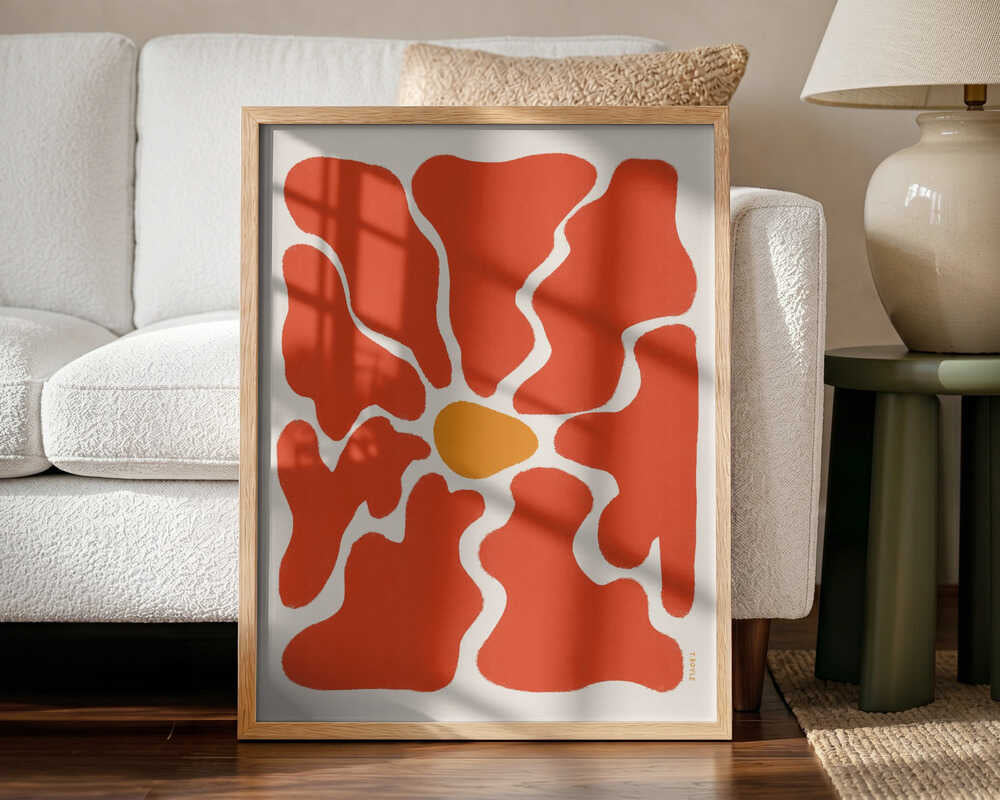 Vibrant Retro Flower Art Print UK — Botanical Vibrant Wall Art — Office — Wall It All Prints