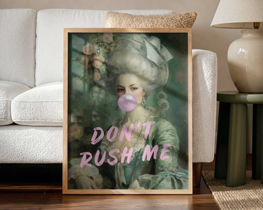 Sassy Rococo Bubblegum Lady Art Print UK — Portrait Minimal Wall Art — Living Room — Wall It All Prints