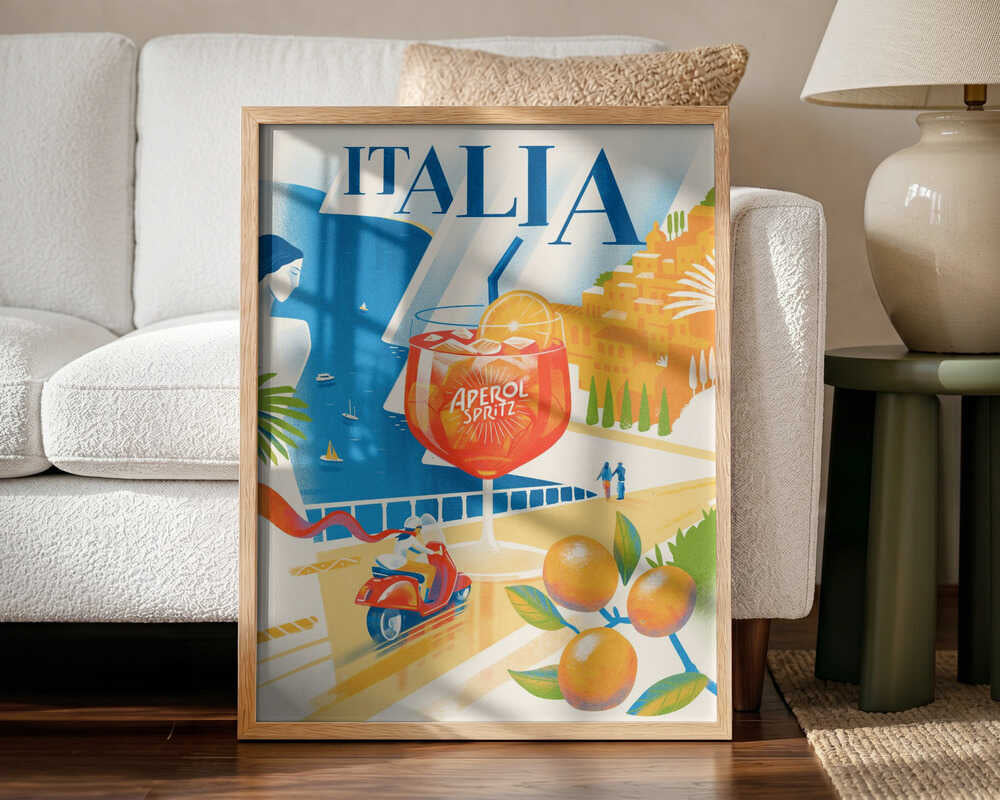 Italian Summer Coast Art Print UK — Portrait Vibrant Wall Art — Living Room — Wall It All Prints