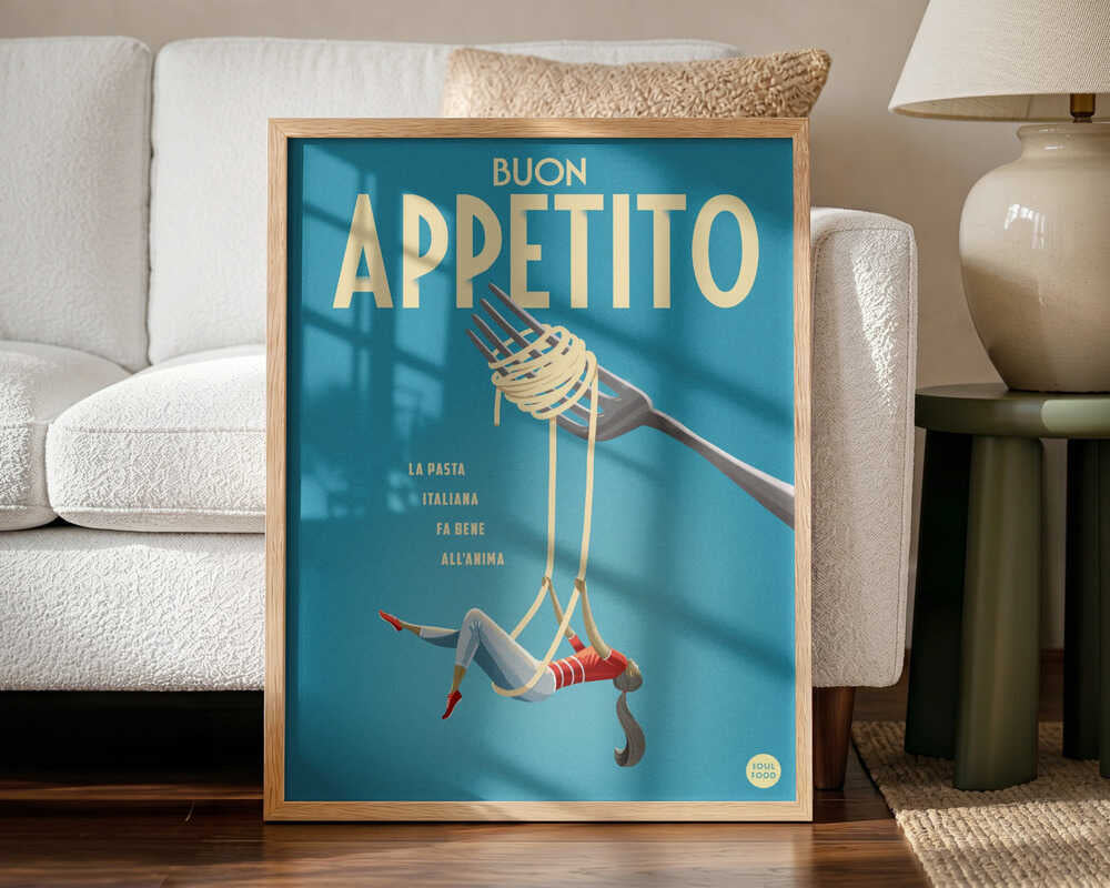 Buon Appetito Swing Art Print UK — Portrait Minimal Wall Art — Kitchen — Wall It All Prints
