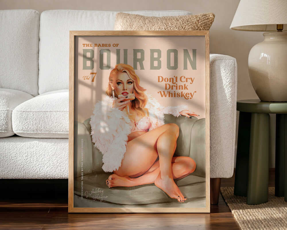 Babes of Bourbon Vol 7 Sexy Vintage Whiskey Pinup Girl Art Print UK — Portrait Dark Wall Art — Living Room — Wall It All...