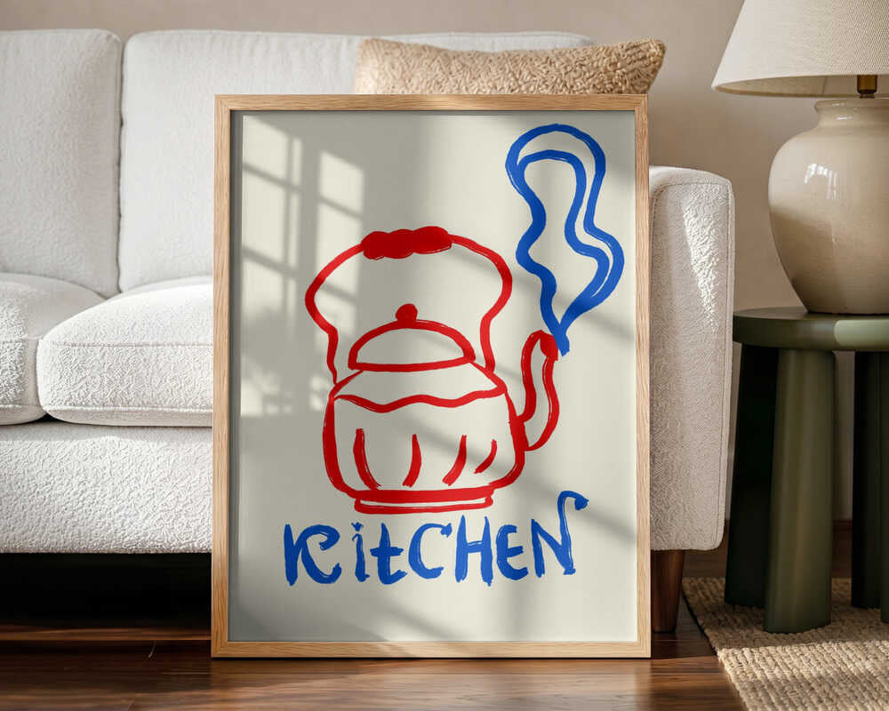 Steaming Kitchen Kettle Art Print UK — Abstract Minimal Wall Art — Kitchen — Wall It All Prints