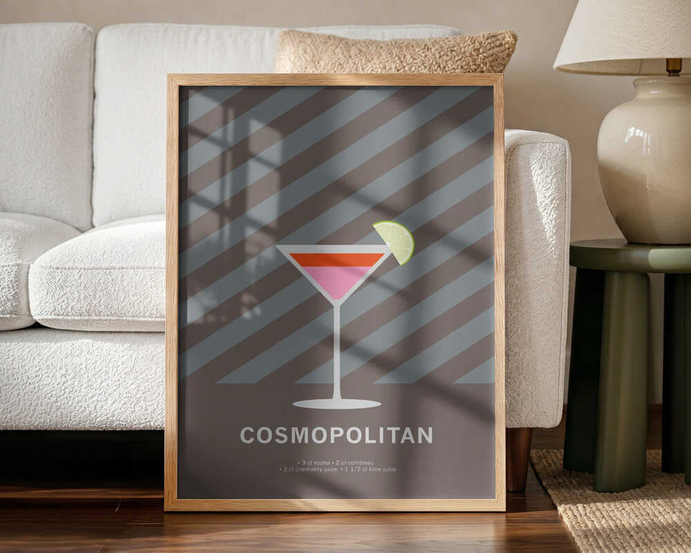 Cosmopolitan Lime Cocktail Art Print UK — Abstract Minimal Wall Art — Kitchen — Wall It All Prints