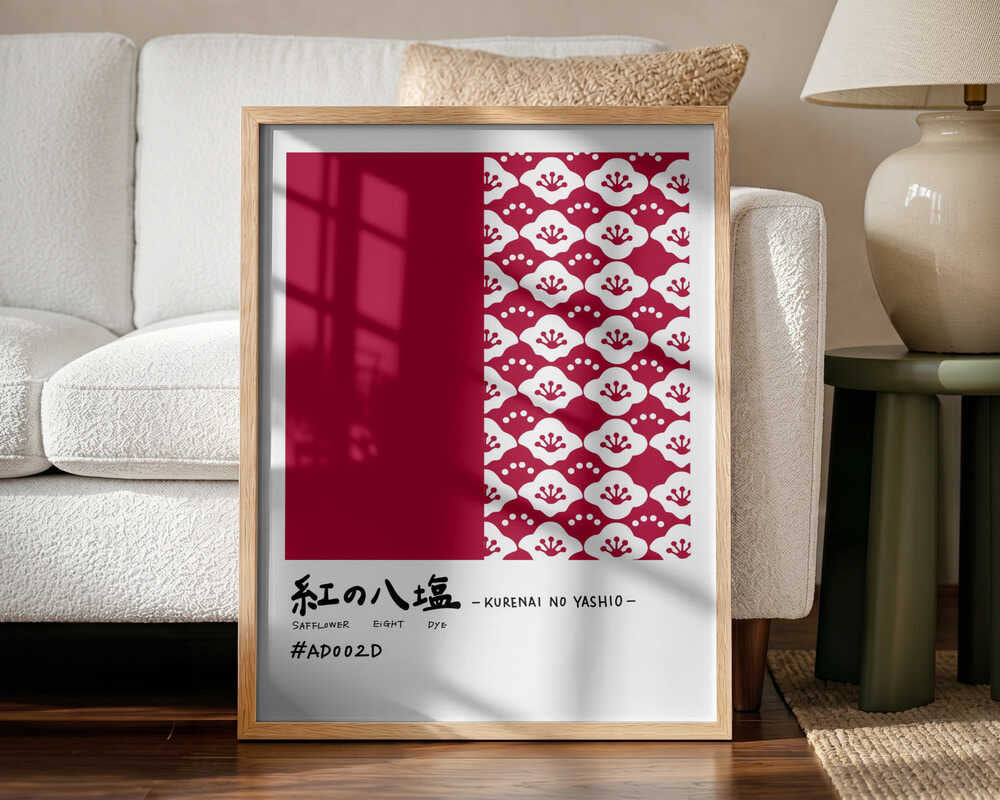 Red Japanese Blossom Pattern Art Print UK — Japanese Vibrant Wall Art — Office — Wall It All Prints