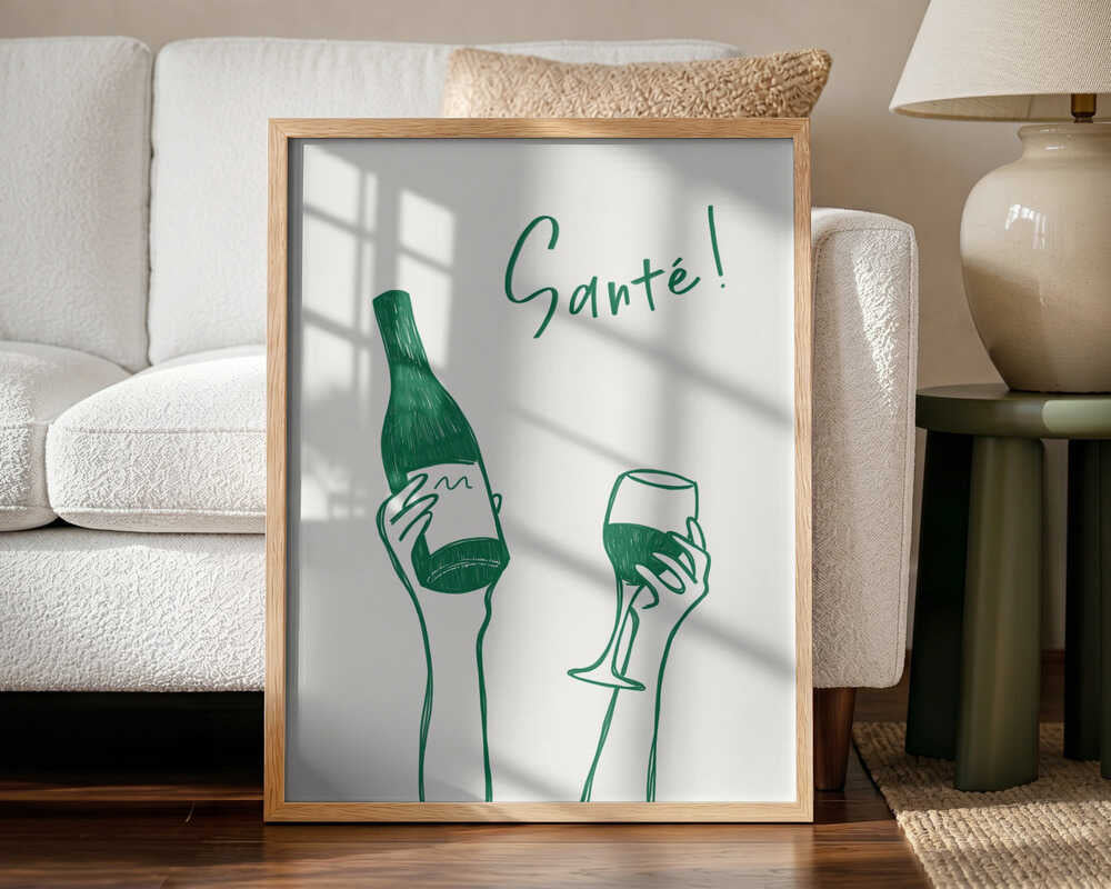 Santé Wine Toast Art Print UK — Abstract Minimal Wall Art — Kitchen — Wall It All Prints