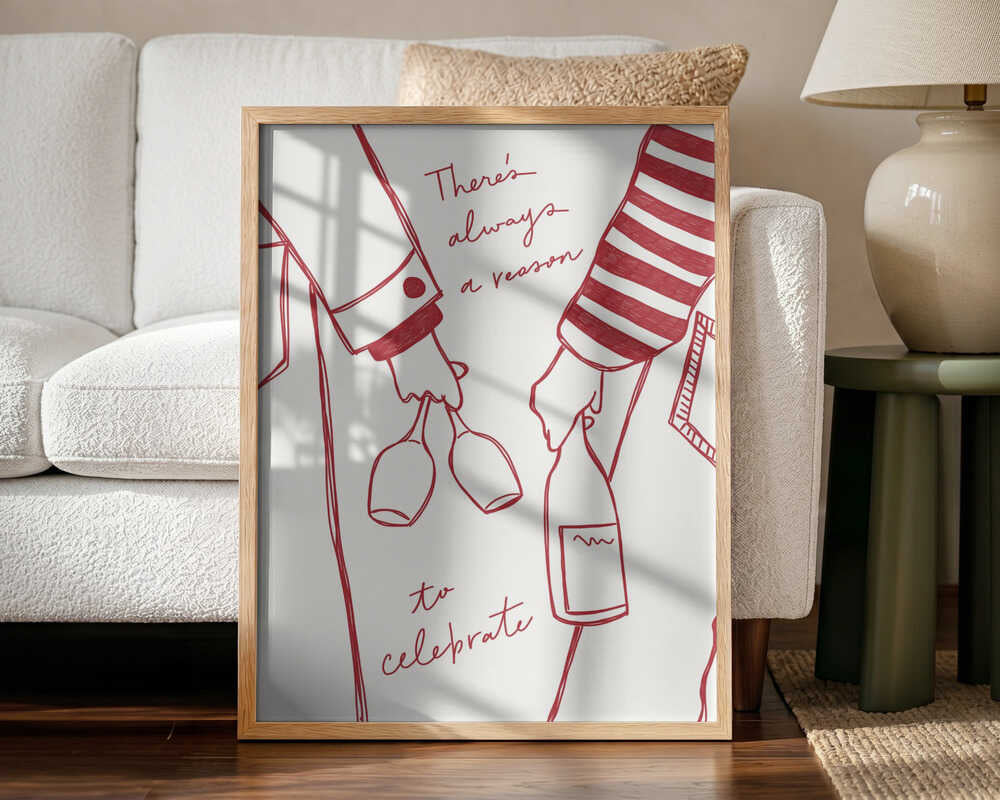 Cheers To Celebration Art Print UK — Abstract Minimal Wall Art — Kitchen — Wall It All Prints