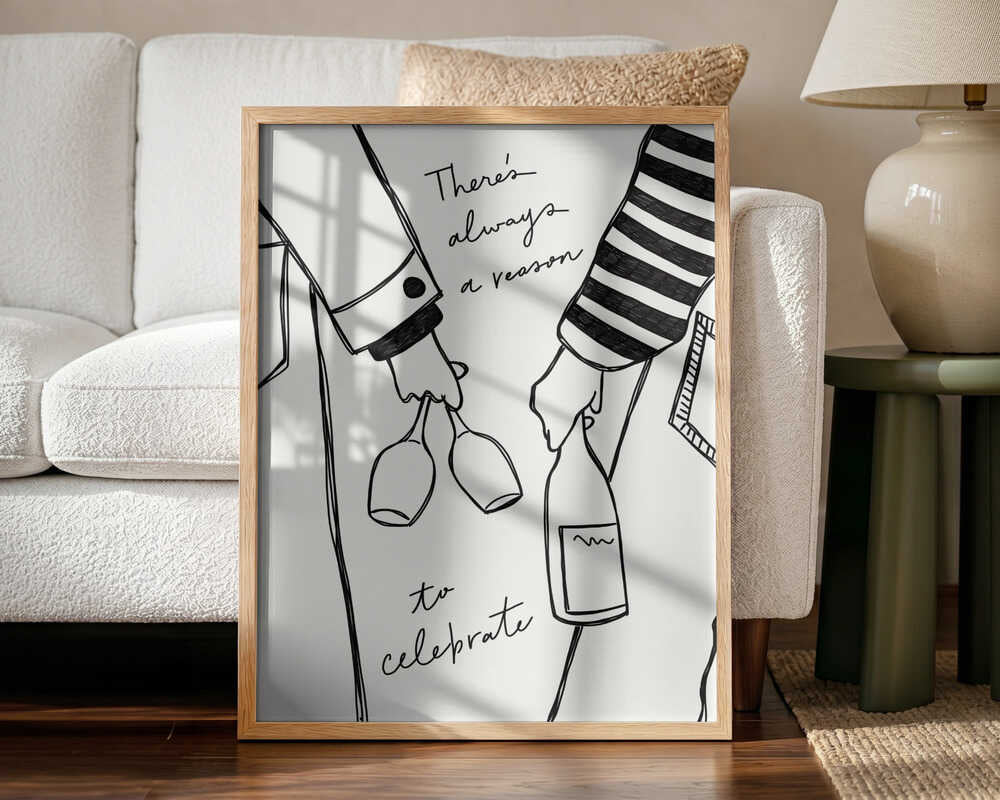 Cheers to Celebration Art Print UK — Food Dark Wall Art — Kitchen — Wall It All Prints