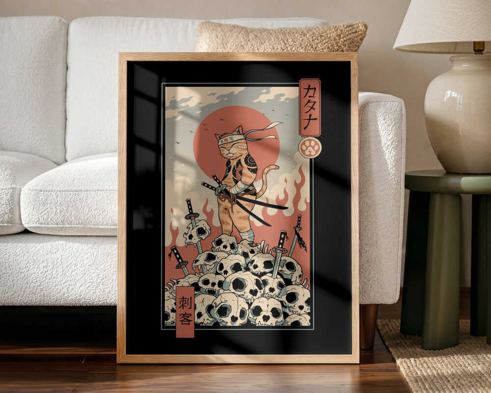 Catana Assassin Art Print UK — Japanese Vibrant Wall Art — Living Room — Wall It All Prints
