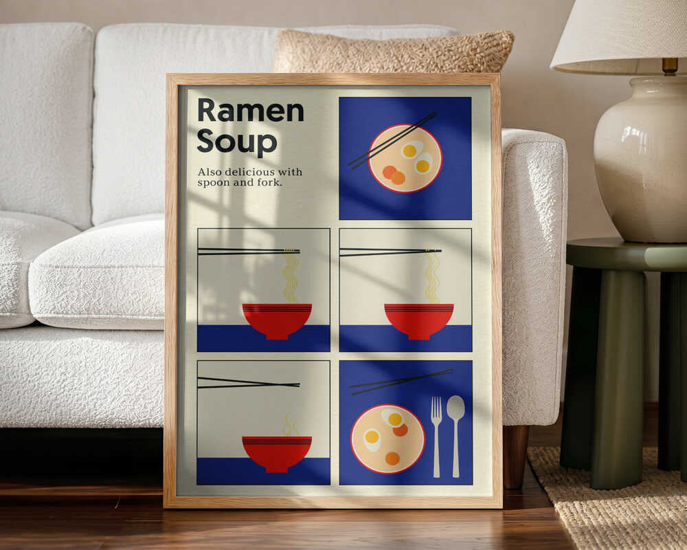 Poster Ramen Soup Art Print UK — Japanese Minimal Wall Art — Kitchen — Wall It All Prints