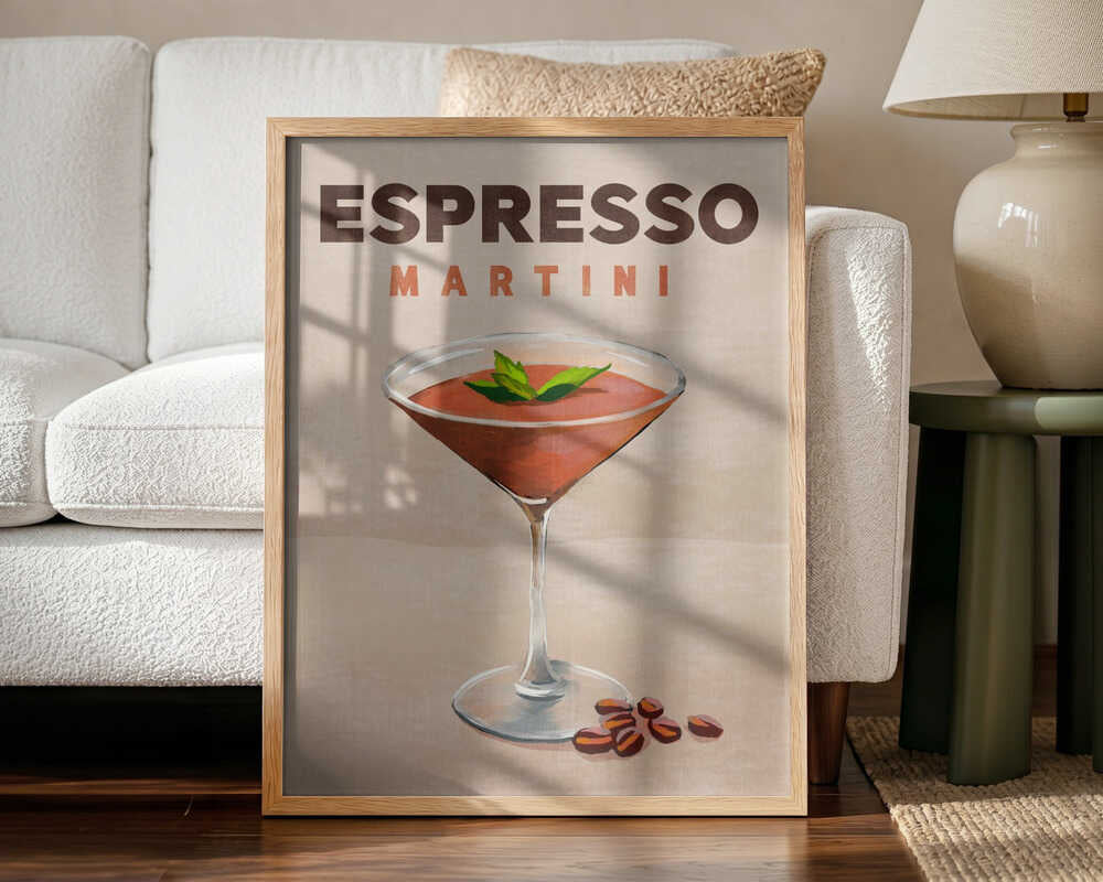 Espresso Martini Cocktail Bar Decor Art Print UK — Dark Moody Dark Wall Art — Kitchen — Wall It All Prints