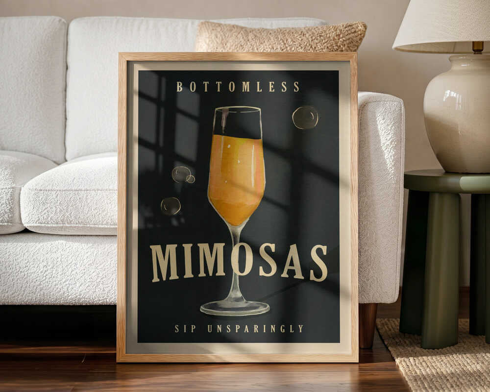 Bottomless Mimosas Art Deco Cocktail Bar Art Art Print UK — Dark Moody Dark Wall Art — Kitchen — Wall It All Prints