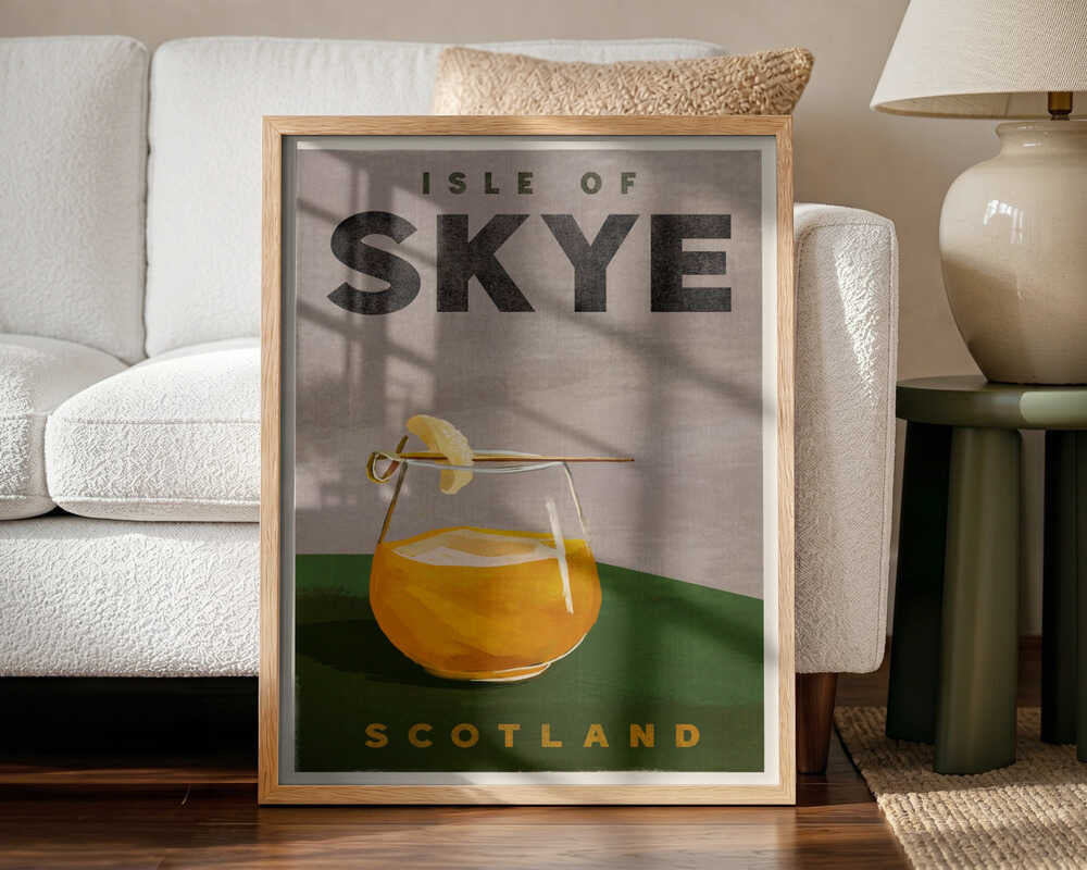 Isle Of Skye Scotland Scotch Cocktail Travel Poster Art Print UK — Vintage Warm Wall Art — Kitchen — Wall It All Prints