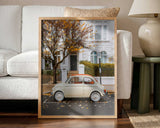 Classic Car Autumn Street Art Print UK — Vintage Vibrant Wall Art — Living Room — Wall It All Prints