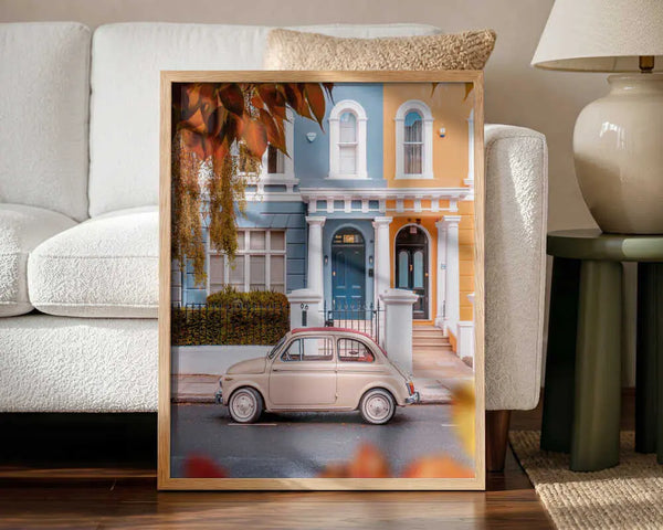 Colorful European Street Car Art Print UK — Vintage Vibrant Wall Art — Living Room — Wall It All Prints