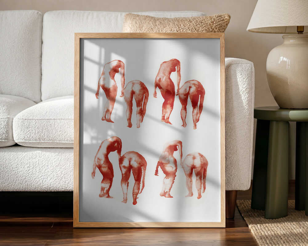 Bending Nude Forms Art Print UK — Abstract Vibrant Wall Art — Office — Wall It All Prints