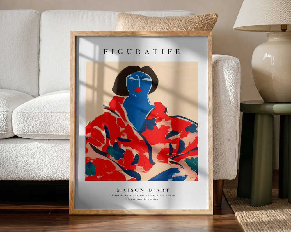 Blue Face Floral Portrait Art Print UK — Botanical Vibrant Wall Art — Living Room — Wall It All Prints