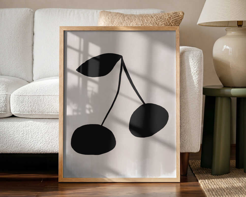 Black Cherry Art Print UK — Botanical Dark Wall Art — Kitchen — Wall It All Prints