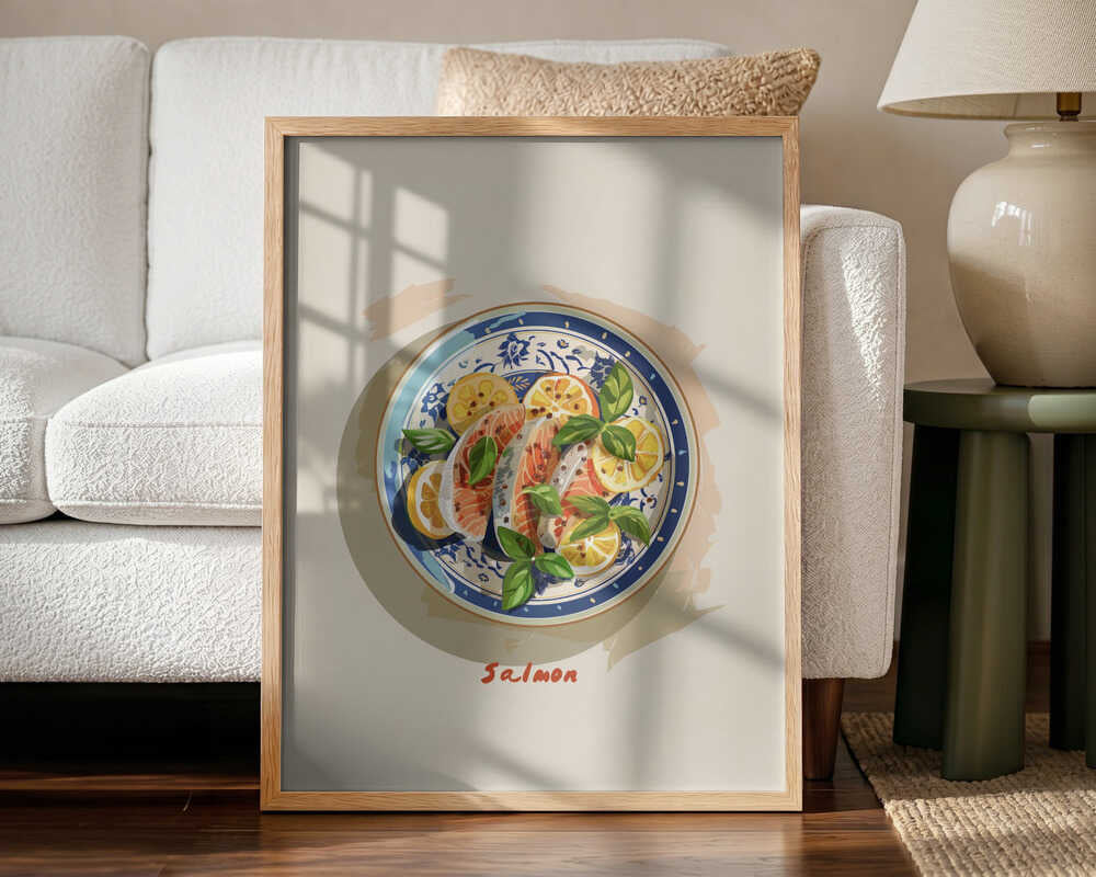 Zesty Salmon Plate Art Print UK — Food Fresh Wall Art — Kitchen — Wall It All Prints