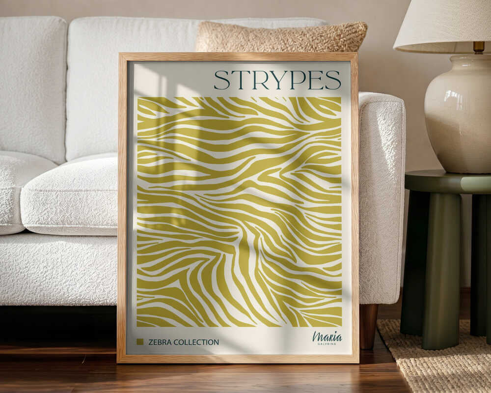 Green Zebra Pattern Art Print UK — Abstract Vibrant Wall Art — Living Room — Wall It All Prints
