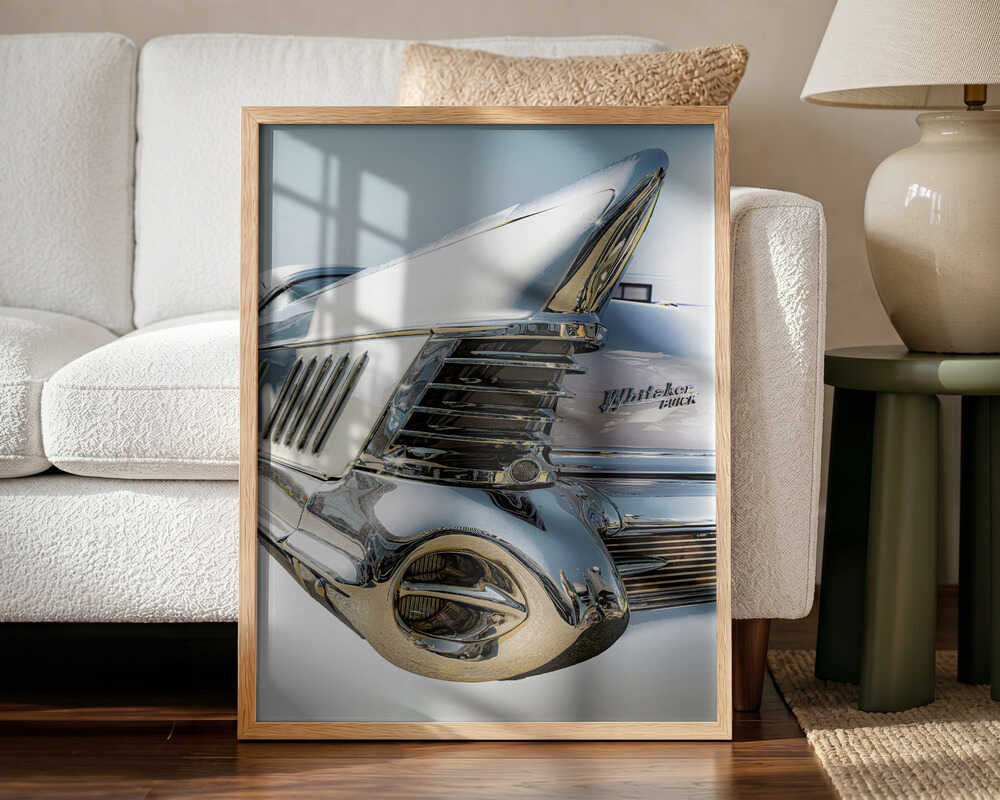 Classic Chrome Tailfin Art Print UK — Vintage Elegant Wall Art — Living Room — Wall It All Prints