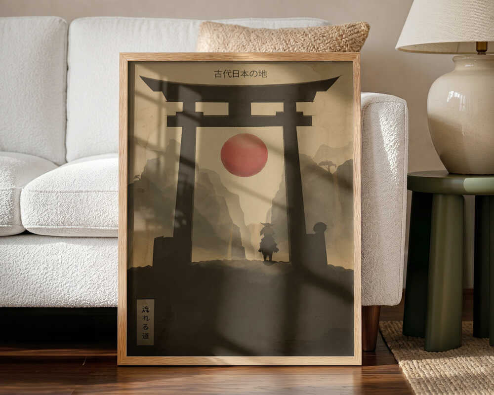 Warrior at Torii Gate Art Print UK — Japanese Calm Wall Art — Living Room — Wall It All Prints