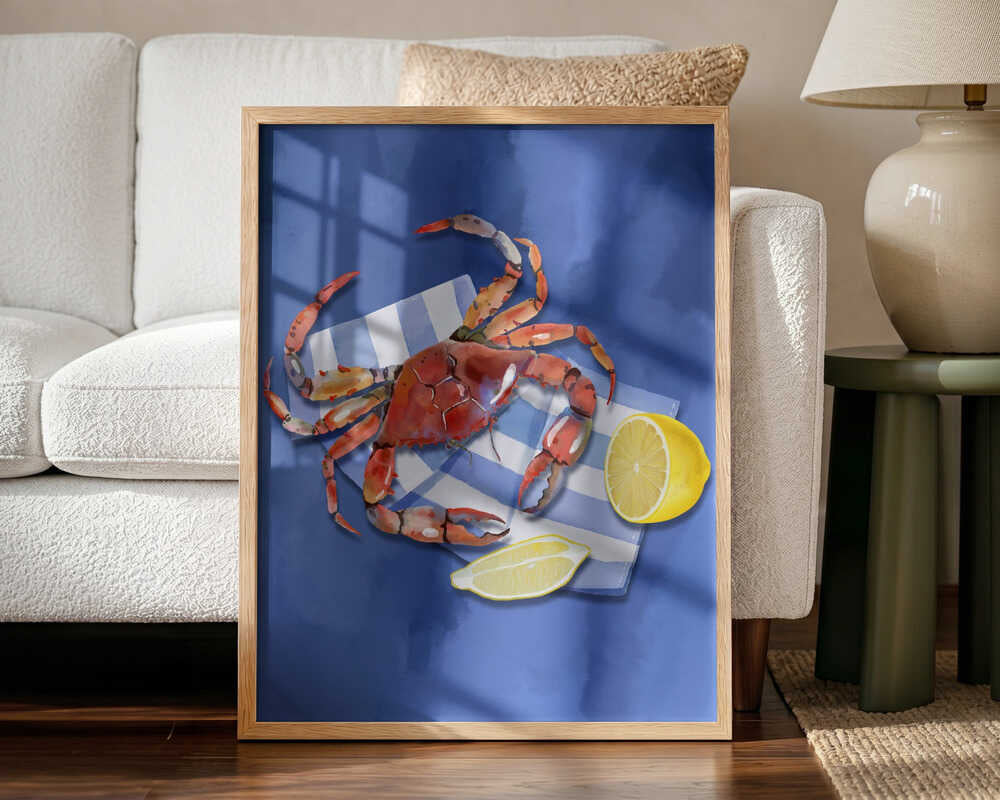 Fresh Crab and Lemon Art Print UK — Landscape Fresh Wall Art — Kitchen — Wall It All Prints