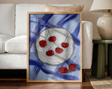 Red Cherries Blue Table
