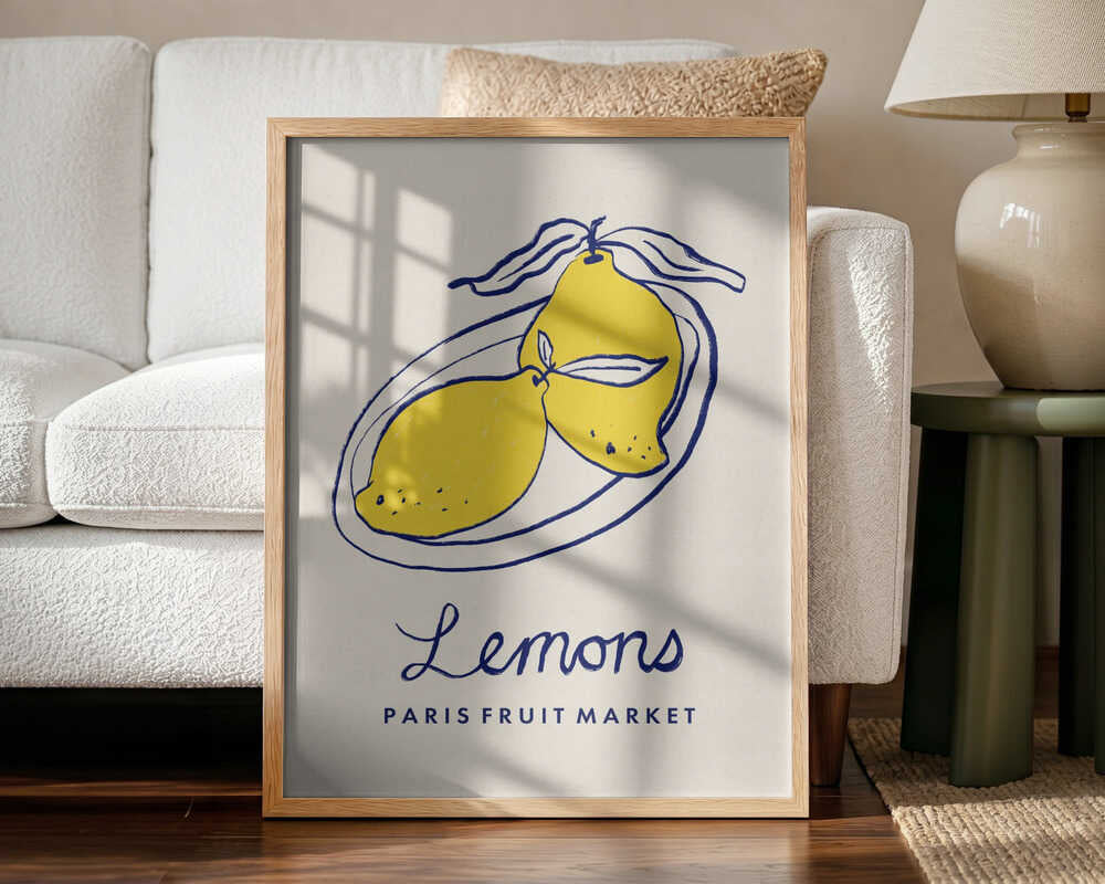 Paris Fruit Market Lemons Art Print UK — Vintage Vibrant Wall Art — Kitchen — Wall It All Prints