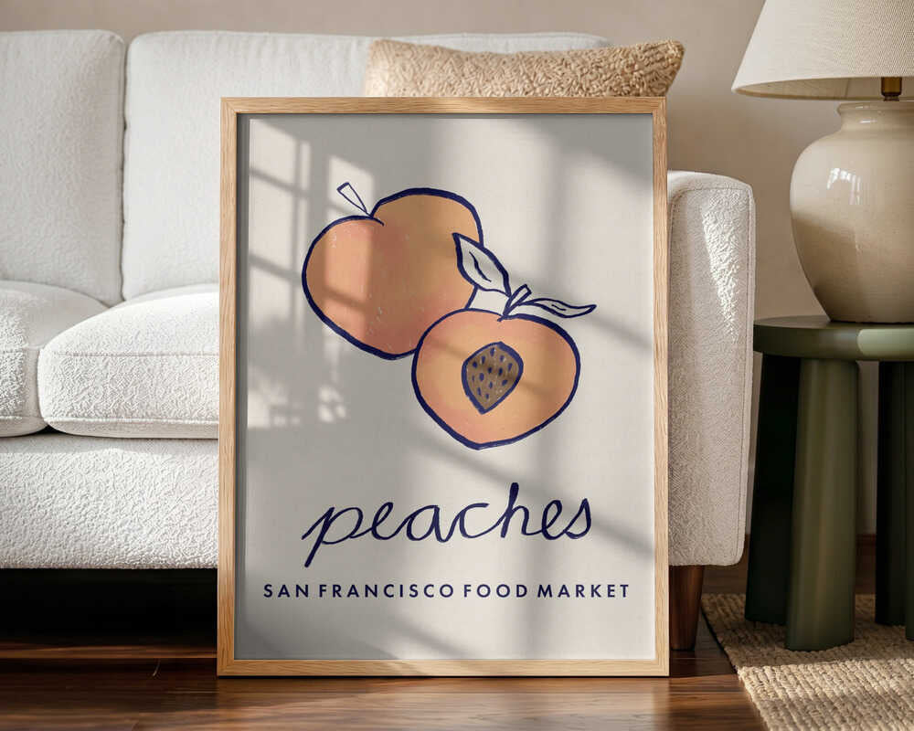 Fresh Summer Peaches Art Print UK — Botanical Fresh Wall Art — Kitchen — Wall It All Prints